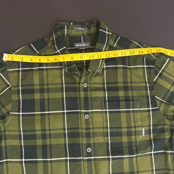 Eddie Bauer Green Plaid Flannel Button Shirt M - Picture 12 of 17
